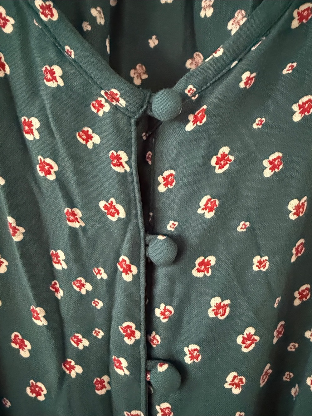 Teal Floral Button-Front Sundress with Crisscross Back - Picture 4 of 4